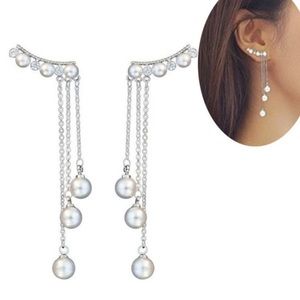 S925 Shell Pearl Long Chain Earrings